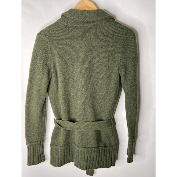 Tweeds Lambswool Angora Blend Belted Front Cardigan Collared Green Women's Small - Picture 2 of 6